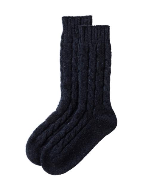 Cashmere Donegal Cable Navy Socks