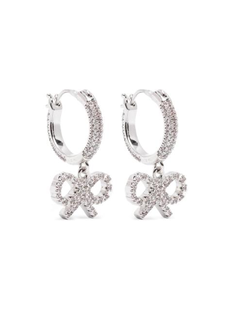 crystal bow hoop earrings