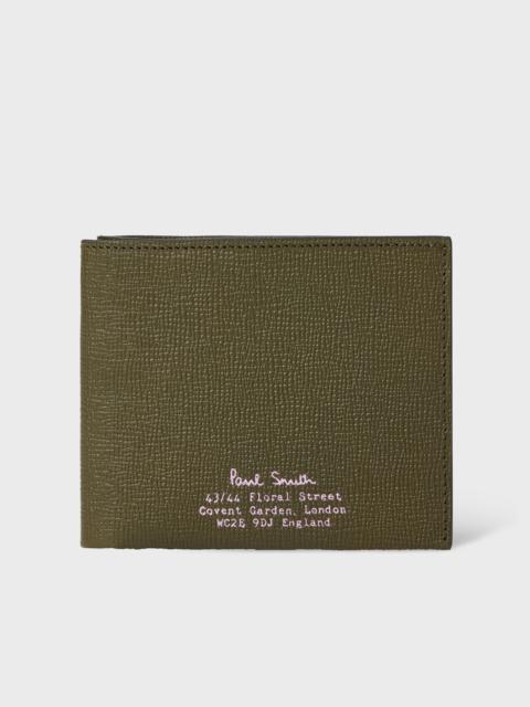 Green 'Floral Street' Grained Leather Billfold and Coin Wallet