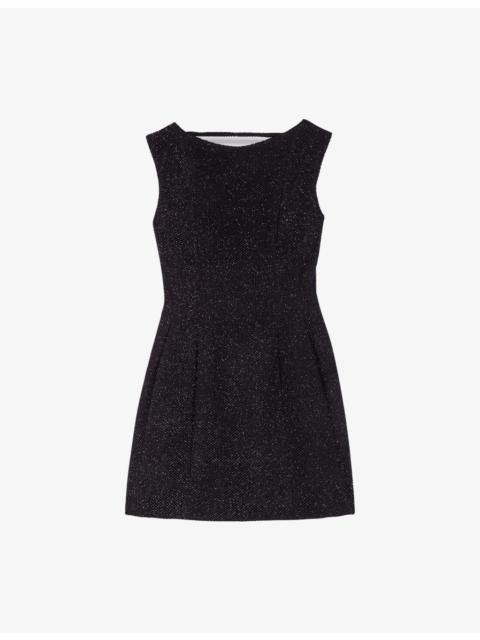 Sleeveless Rhinestone-Embellished Stretch-Woven Mini Dress