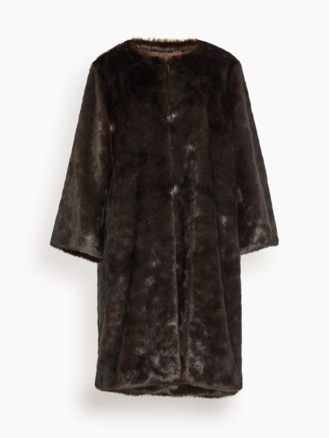 Moore Round Neck Long Coat in Grizzly