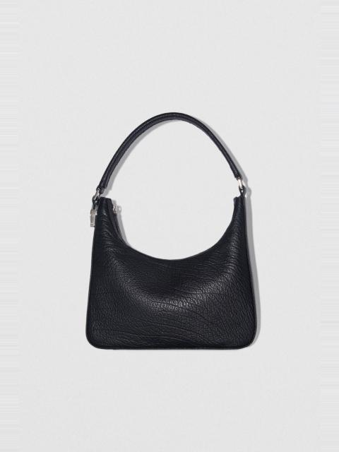 Rhea Black Large Grain Leather Shoulder Bag