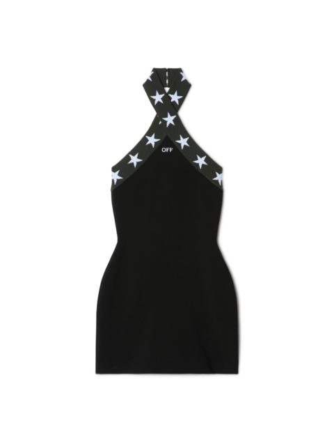 Black Starry Cross Collar Mini Dress