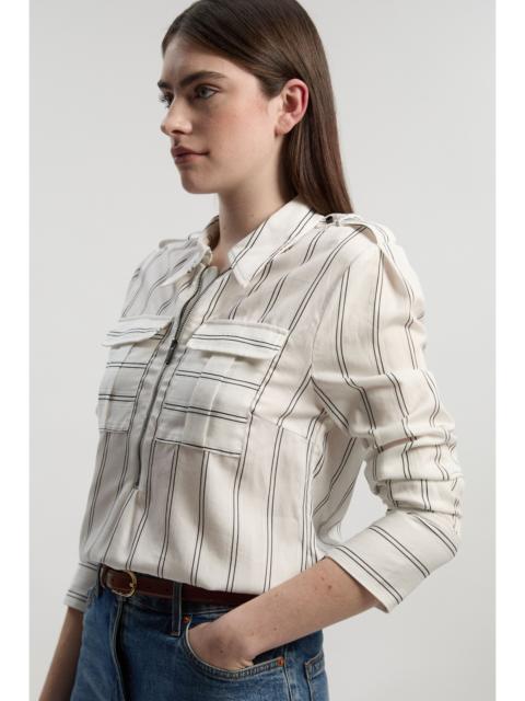 Bold Stripe Cotton Woven Utility Shirt