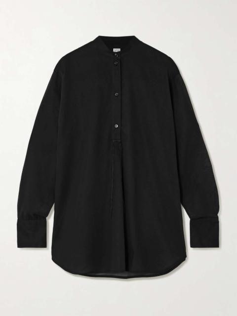 Embroidered organic cotton-voile shirt Black