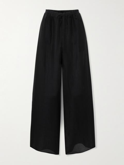 Silk And Linen-blend Voile Wide-leg Pants