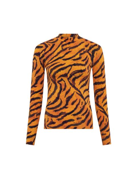 Tiger Printed Jersey Ls Highneck Top
