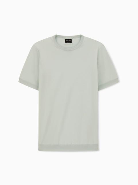 SHORT-SLEEVED, CREW-NECK JUMPER IN SILK AND COTTON