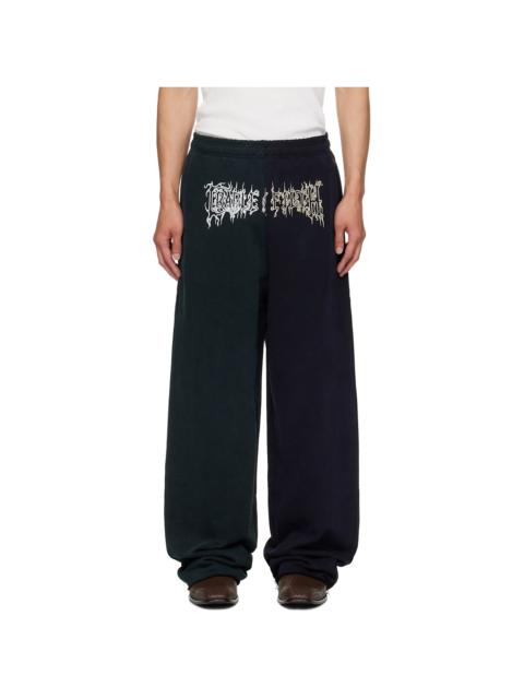 Green & Navy Cradle of Filth Cut-Up Baggy Sweatpants