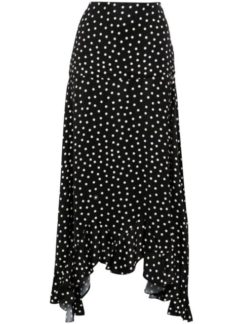 asymmetric polka-dot maxi skirt