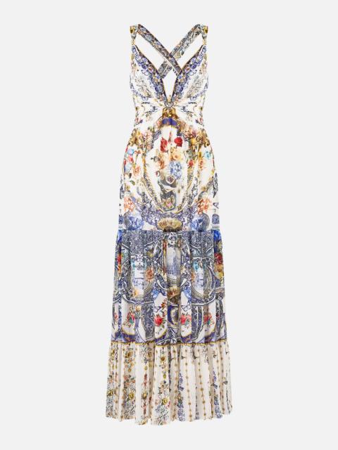 BEAD STRAP GATHERED PANEL DRESS