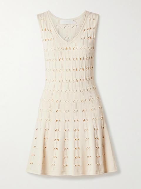 Rhiannon Cutout Pointelle-knit Cotton-blend Mini Dress