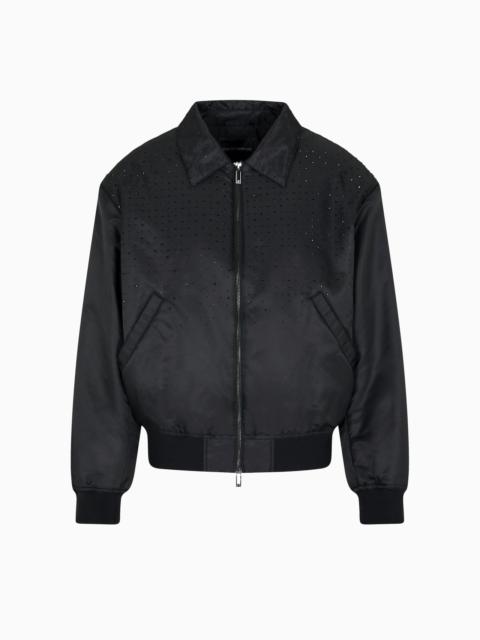 CLUBWEAR SATIN BOMBER JACKET WITH RHINESTONES