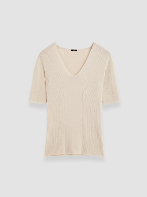Fine Merino Rib V Neck Top