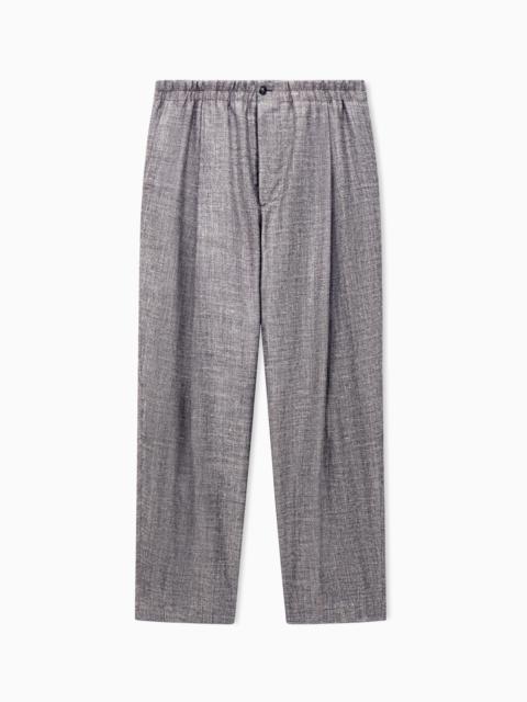 SILK AND LINEN SINGLE-PLEAT TROUSERS