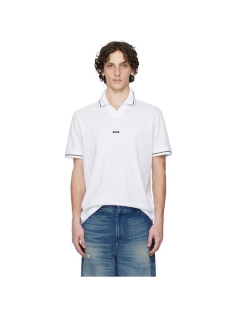 White Relaxed-Fit Cotton Mesh Polo
