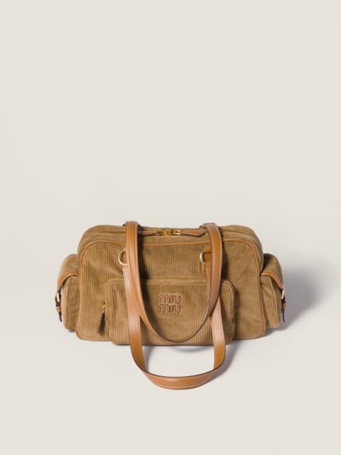 Corduroy Pocket top-handle bag