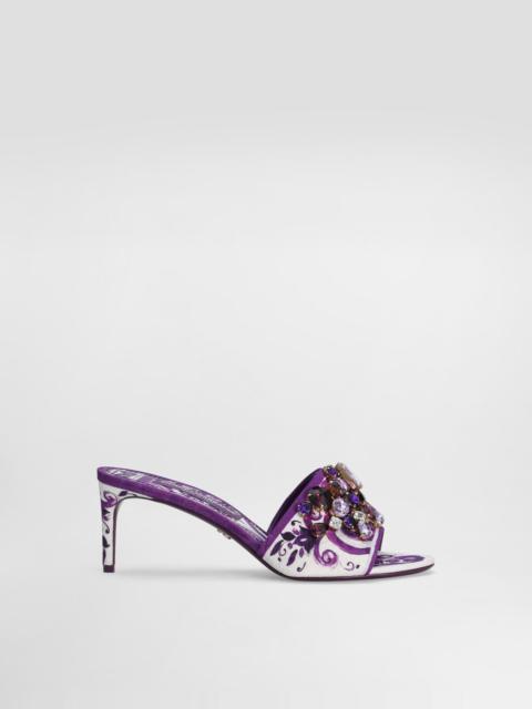 Brocade mules with jewel embroidery