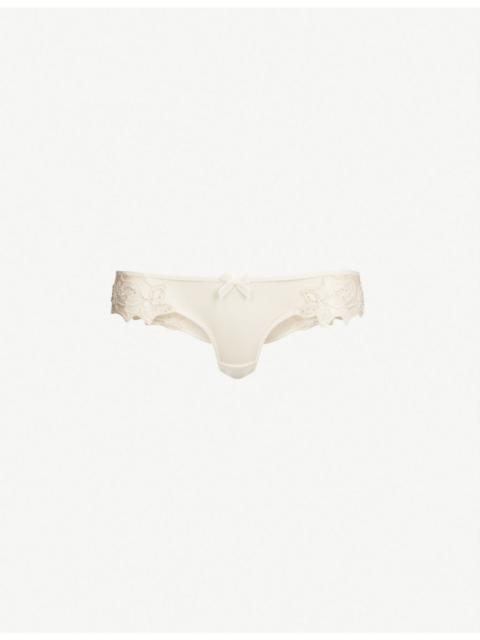Lindie mid-rise embroidered floral mesh briefs