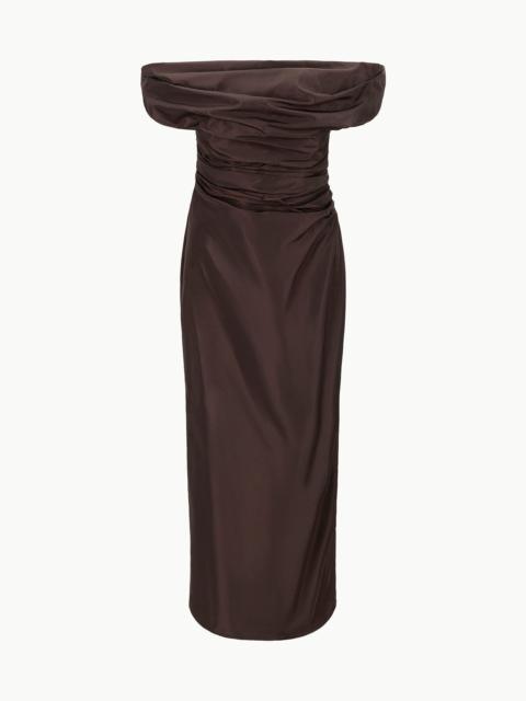 STAUD ANDREA DRESS DARK CHOCOLATE
