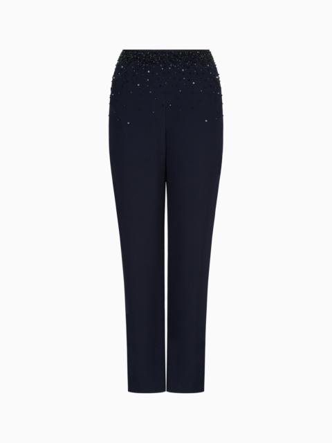 Embroidered cady straight trousers
