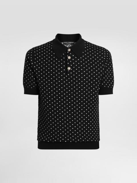 Micro-dot stitch polo shirt
