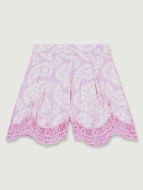 Patterned linen shorts