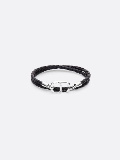 CD Icon Braided Leather Bracelet