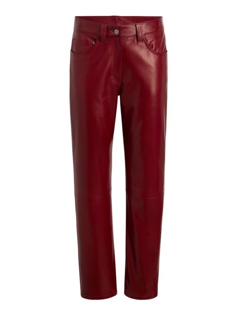 Callum Mid-Rise Leather Straight-Leg Pants red