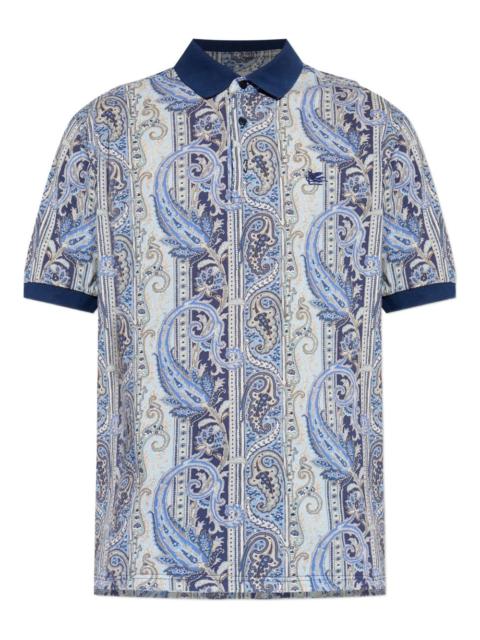 paisley- buttoned polo shirt