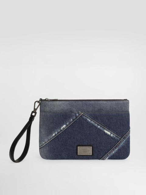 Denim patchwork necessaire