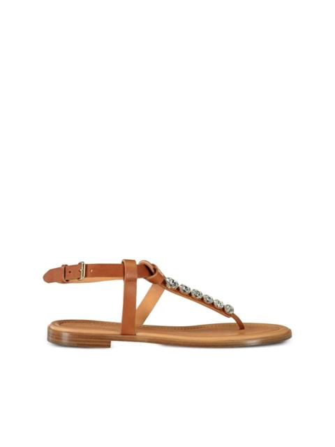 Crystal leather flat sandals