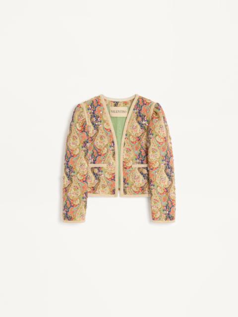 PIQUET JACKET WITH VOYAGE IMAGINAIRE PAISLEY PRINT