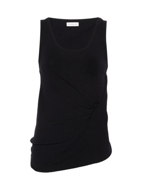 Ribbed cotton blend tank top