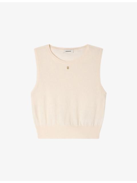 Sleeveless Cropped Knitted Jumper
