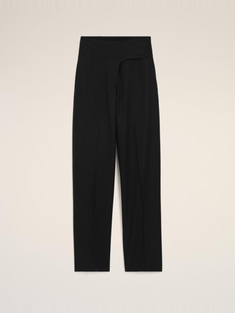 BLACK NEW WOOL WRAPPED BELTED TROUSERS