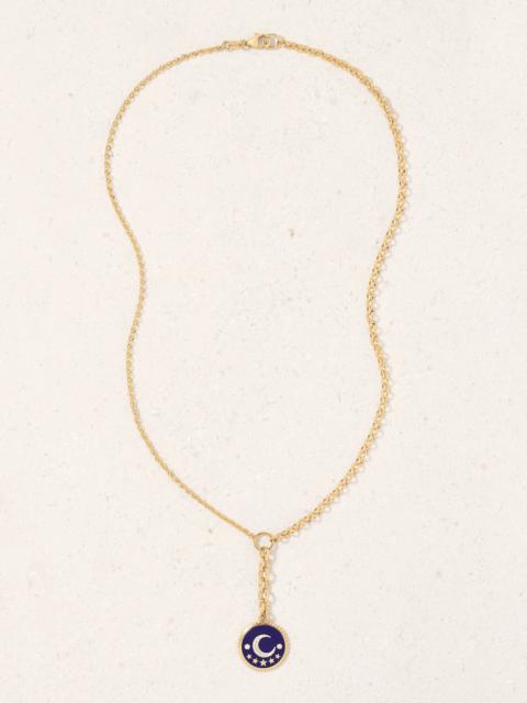 Blue Crescent 18-karat Gold, Diamond And Enamel Necklace