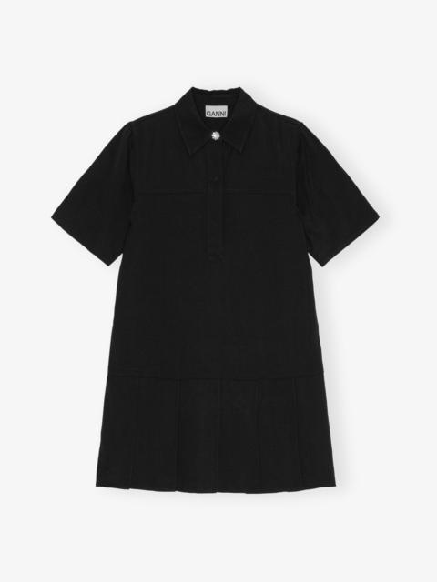 BLACK VISCOSE TWILL MINI DRESS