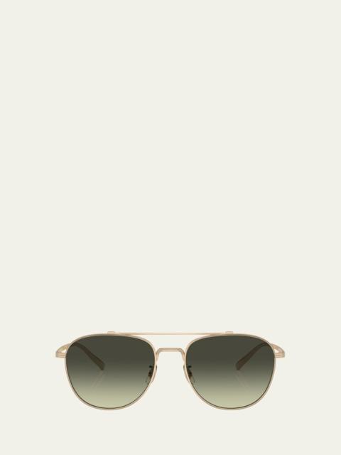 Men's Double-Bridge Metal Aviator Sunglasses
