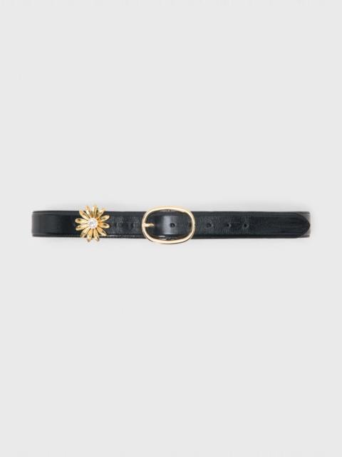 Leather belt with removable jewel