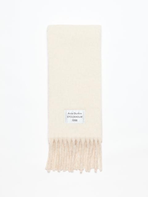 Fringed scarf logo label - White/beige