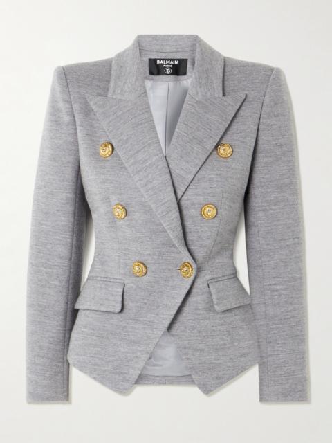 Wool-blend Jersey Double-breasted Blazer