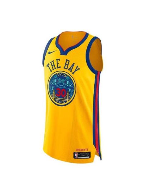 Nike NBA City Edition Connected jersey AU 30 golden state warriors stephen curry Yellow AH6052-728