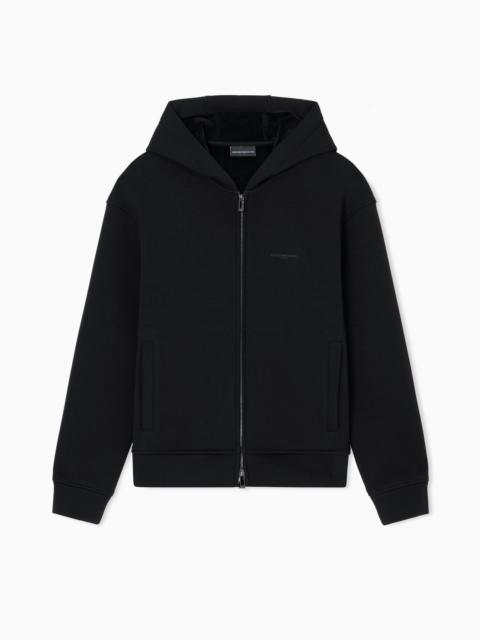 ASV LYOCELL-BLEND BONDED JERSEY ZIP-UP SWEATSHIRT WITH HOOD