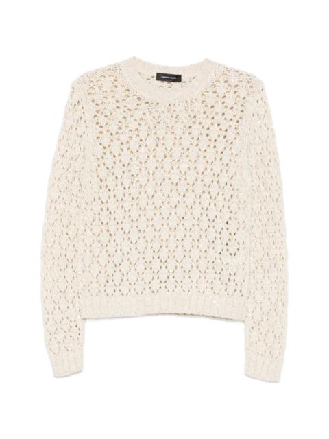 open-knit crew-neck sweater