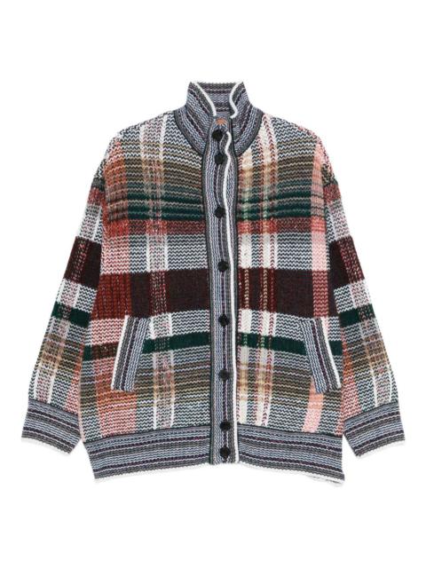 plaid-pattern cardigan