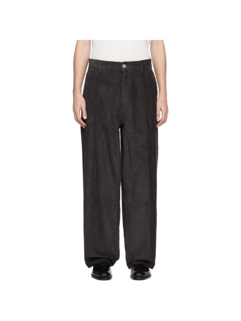 Gray Cotton Large Fit Trousers