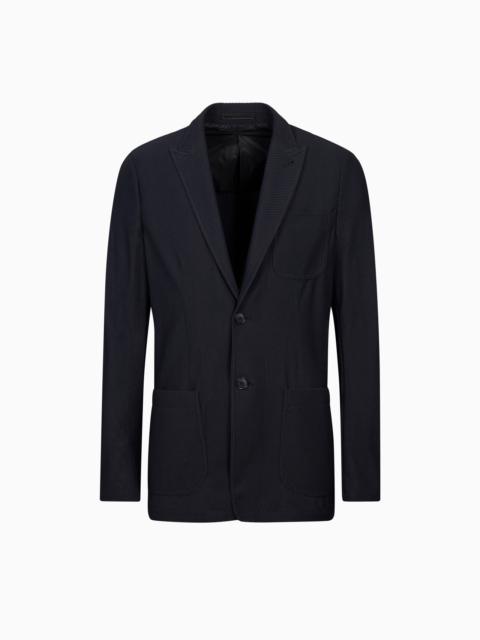 Icon single-breasted jacket in technical waffle fabric