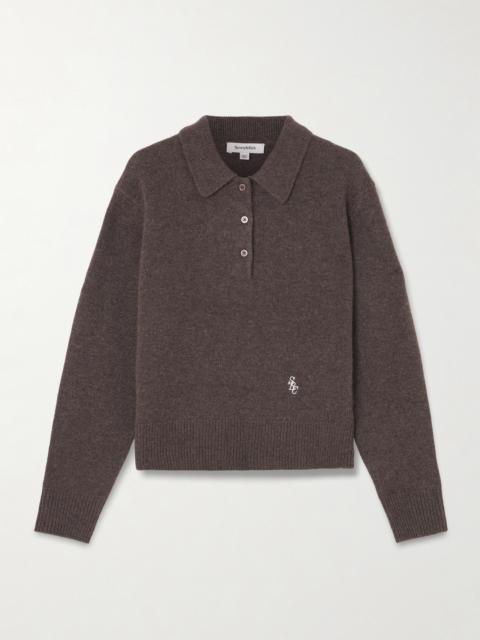 Src Embroidered Cashmere And Wool-blend Polo Sweater
