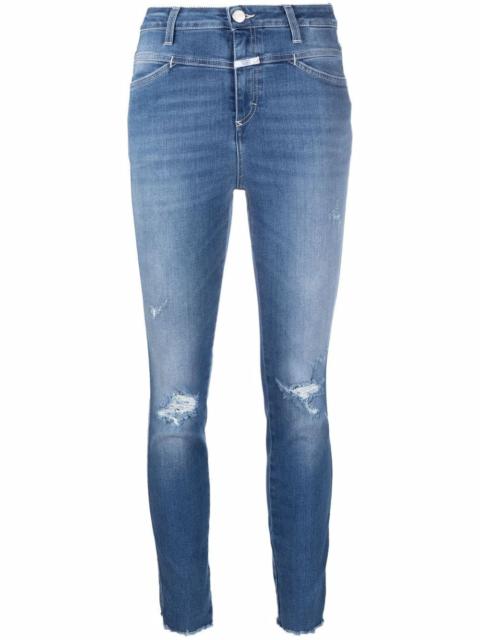 distressed slim-fit jeans